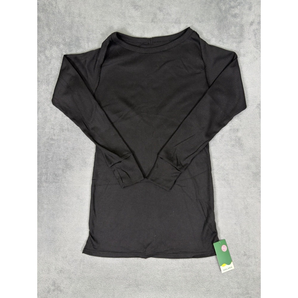New Halara Dress Womens Medium Black Long Sleeve A Line Stretch Midi